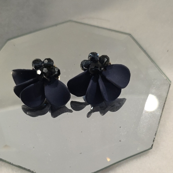 Jewelry - Midnight Blue Floral Stud Earrings